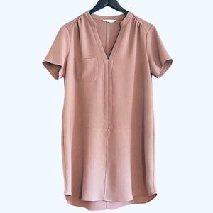 Women’s Lush Pink Hailey Crepe Short Sleeve Shift Dress - Size Large